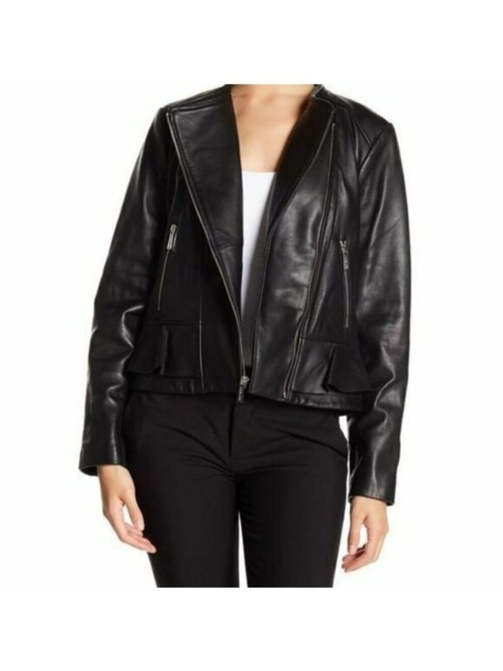 MICHAEL KORS Women's Ruffle Hem Leather NWT